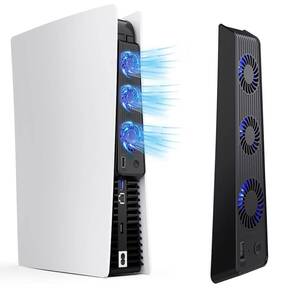 PS5冷却ファン 急速冷却 LEDライト USBポート付 3つファン PS5コンソール用放熱