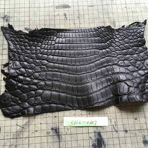 CR2-1357★顎アゴ革サラサラした質感マットブラック最高級ナイルクロコダイル レザークラフトはぎれハギレマルチケース