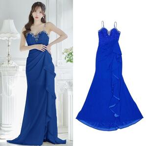 Lip line リップライン 刺繍 ラインストーン ロングドレス ブルー sugar