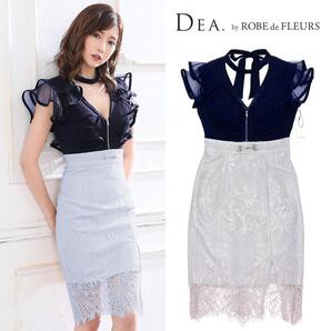 DEA. by ROBE de FLEURS ディア バイ ローブドフルール フリルスリーブ×バイカラー切替タイトドレス DE1932