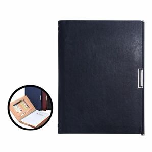 システム手帳 A5 ビジネス手帳 営業マン メモ用紙付き 高級感 スケジュール管理 カード収納 PUレザー 黒