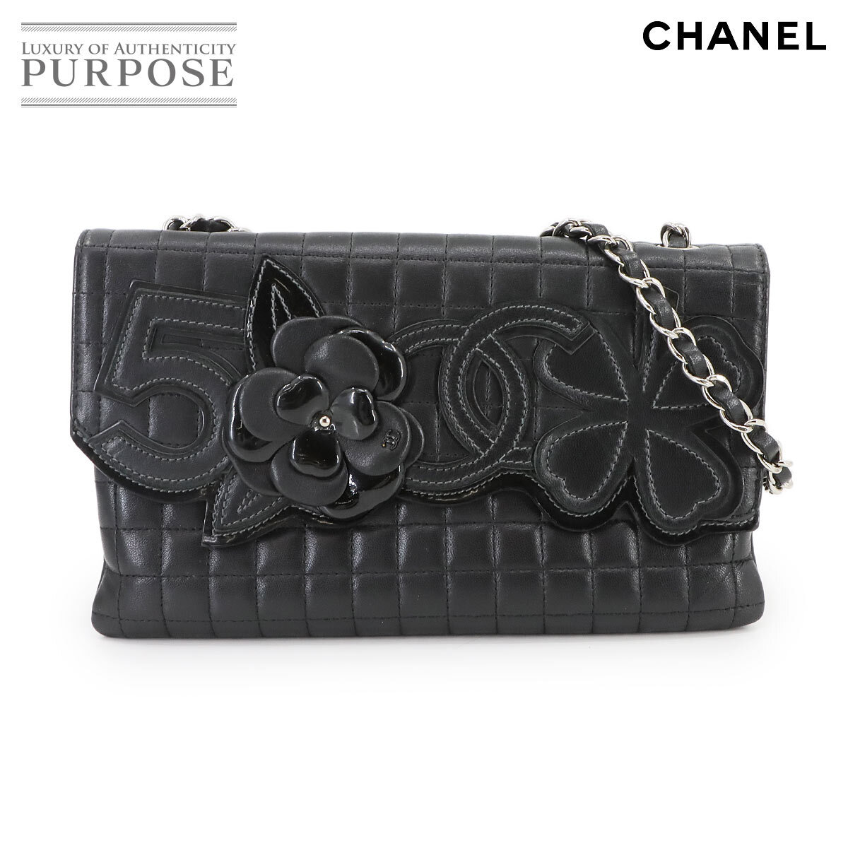 セール 美品 シャネル カメリア パンチング Wチェーンショルダーバッグ 黒 CHANEL】シャネル『カメリア チェーンショルダーバッグ』レディース 1