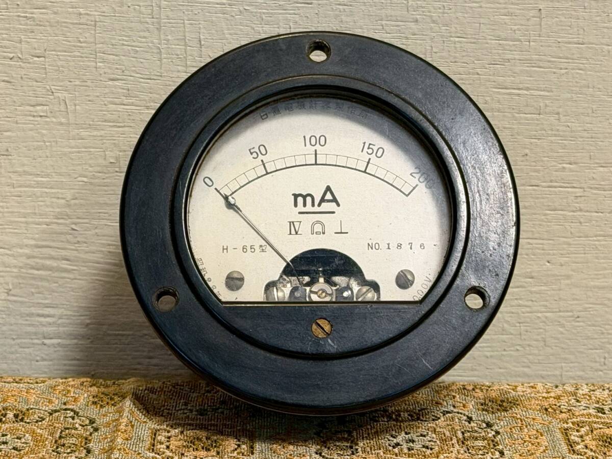 昭和レトロ　日置　電流計 DC200mA　昭和28年　H-65型 NO.1876