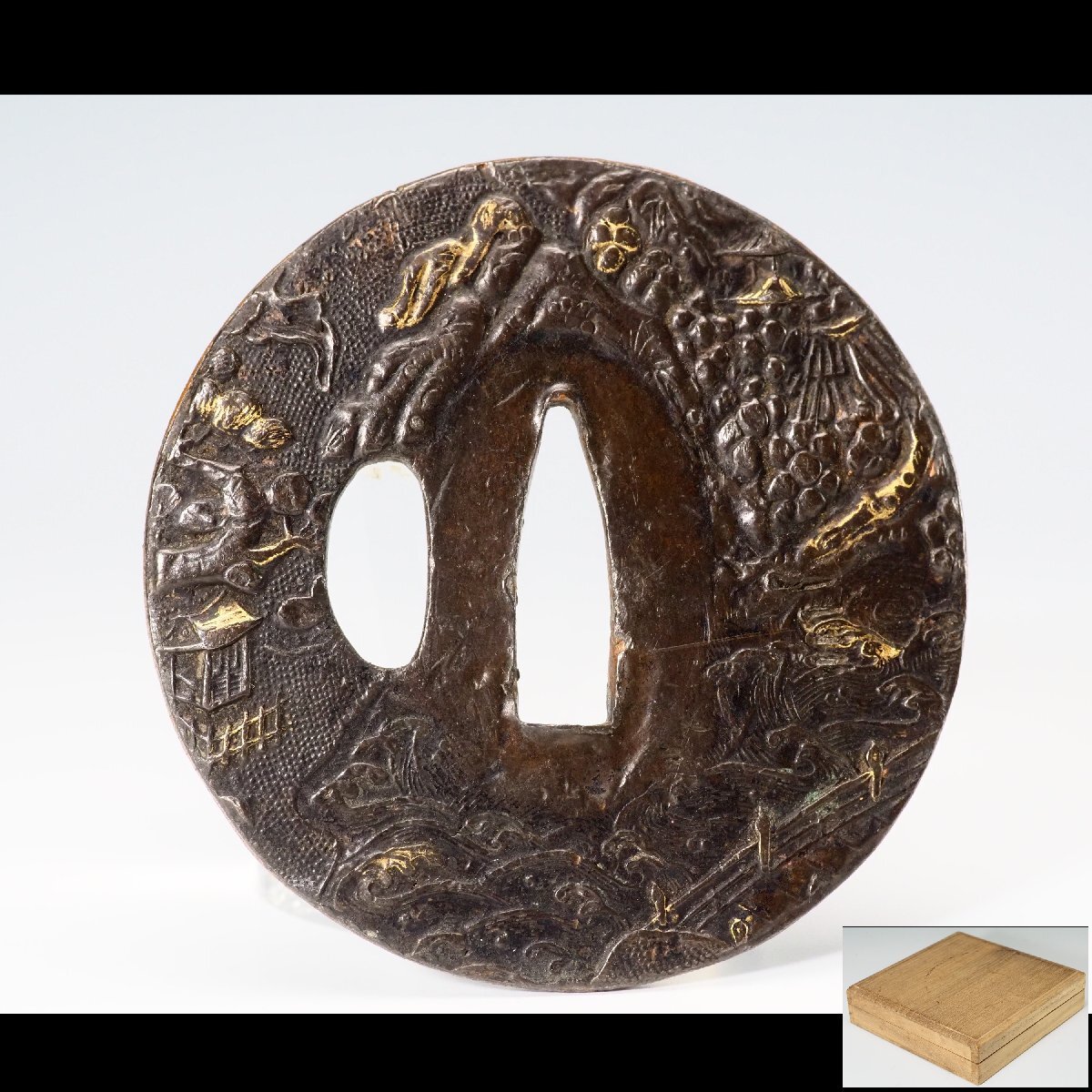 ★武具　刀装具　刀　脇差　透かし銅鍔　鏡師　江戸末期　箱付★ 2025年最新】Yahoo!オークション -山水(鍔、刀装具)の中古品・新品・未