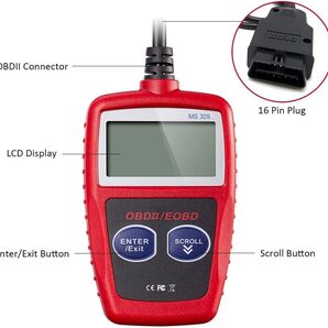 診断機 Car Diagnostic Tool Plus 2024年モデル MS309 OBD2 OBDII EOBD 故障コード リーダー エンジンチエック リセット 外車・国産車