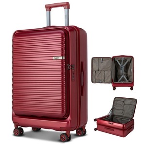 【Mサイズ 片開き】スーツケース 拡張機能付き キャリーケース 機内持ち込み ABS+PC YKKファスナー 静音 軽量 マルーン G27311