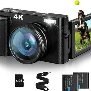 4K デジカメ デジタルカメラ 4800万画素 4K解像度 オートフォーカス マクロ撮影 16倍デジタルズーム 32gメモリーカード付属