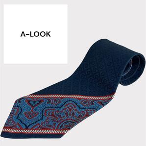 A-LOOK ネイビー ペイズリー柄 ネクタイ