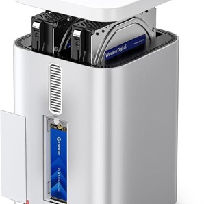 ORICO MiniTower Mac mini ハイブリッドストレージシステム HDD ケース 3.5インチ 2台 24TB*2 RAID ケース SSD ケース 8TB
