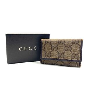 GUCCI グッチ GGキャンバス×レザー キーケース 6連(キー1つ欠品) ブラウン イタリア製 刻印あり 箱付き