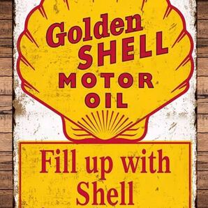 即決SALE!! ゴールデンシェル モーターオイル まとめ購入OK!!なんと60cm!! 大型看板■アメリカン・ガレージ■新品