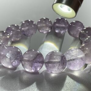 【激レア】クオーツ イン アメジスト 貫入水晶 ブレスレット 約14.9mm-15.3mm 腕周り18cm 1028