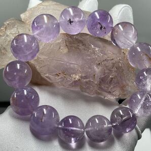【ハイクラス】タンザニア産 モンドクオーツ アメジスト エレスチャル ブレスレット 約14.9mm-17.9mm 腕周り18cm 1028