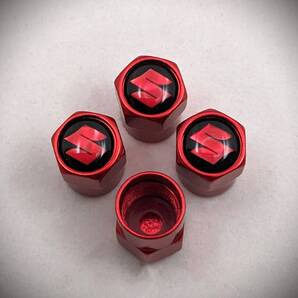 スズキ SUZUKI 赤 エアバルブキャップ スイフトスポーツ スプラッシュ スペーシア ツイン ハスラー パレット ワゴンR ZC33S JB23 JB64