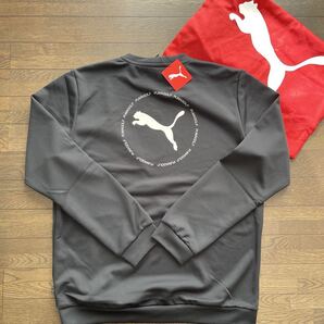 送料無料PUMA GOLFプーマゴルフMENS秋冬BIGサークルCATクルーネックプルオーバーSWEAT防風リブ軽量衣服内快適STRETCH Black(大特価M)新品