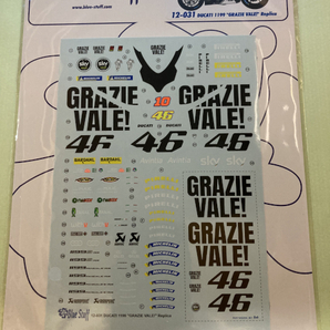 BlueStuff(BS12-031): 1/12 ドカティ 1199 パニガーレS (GRAZIE VALE!) レプリカ 水転写デカールBS12031
