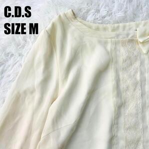 C.D.S Mサイズ レースリボン飾り付きブラウス 清楚系 フェミニン【10】