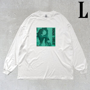マイナー・スレット Minor Threat ジェフ・ネルソン フォトプリント リブ付き 長袖 Tシャツ ロンT バンドT 6oz コットン100% シロ M L XL