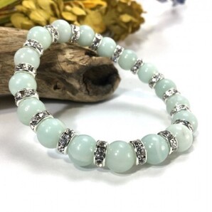 アマゾナイト パワーストーン ブレスレット 天然石ブレス 10mm メンズ・レディース (シルバー) 開運 浄化 数珠ブレス ☆