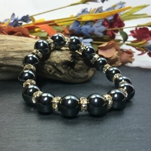 パワーストーン ブレスレット ヘマタイト 12mm 天然石ブレス ゴールド 開運 浄化 数珠ブレス メンズ 男性