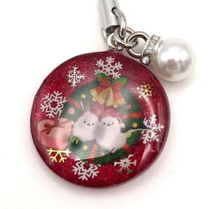 メモリーオイル キーホルダー クリスマス 赤ラメ チャーム ストラップ シマエナガ アクセサリー レジン 北海道の野鳥 御守り かわいい
