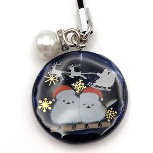 メモリーオイル キーホルダー チャーム クリスマス ストラップ パール シマエナガ アクセサリー レジン 北海道の野鳥 御守り かわいい