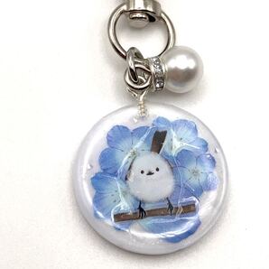 メモリーオイル キーホルダー チャーム ストラップ パール シマエナガ アクセサリー レジン 北海道の野鳥 御守り かわいい