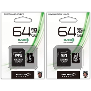 2枚セット ミニケース付 microSDカード 64GB HDMCSDX64GCL10UIJP3 microSDXC マイクロSD microSD