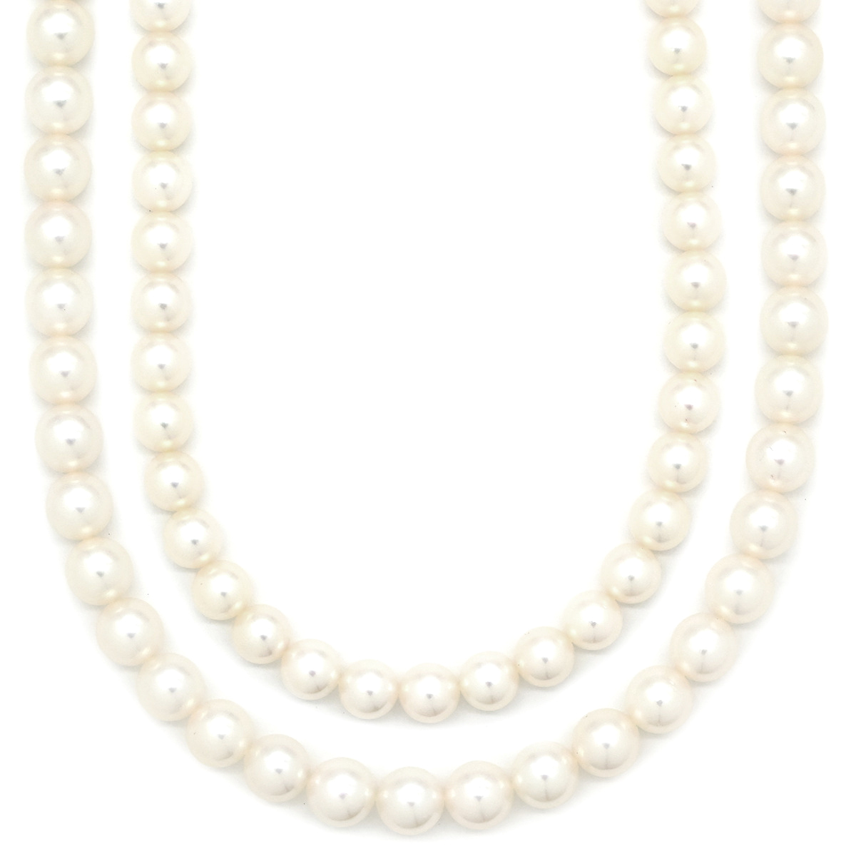 ネックレス パール2連ネックレス K14WG ホワイト アコヤパール ホワイト 