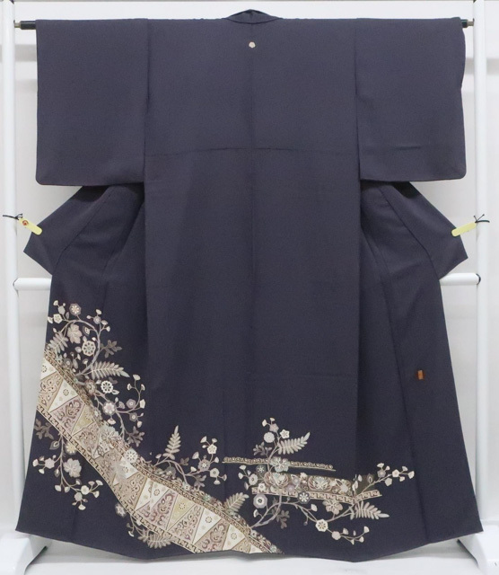 《京都一輝堂》色留袖 一つ紋 落款入り 訪問着仕立て 正絹 着物 身丈約162c