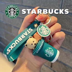 STARBUCKS スターバックス ストラップ付キーホルダー キーチェーン グリーン ベアリスタ アメリカン雑貨