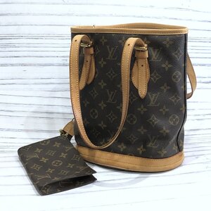 m001 F(100) 良品 ルイヴィトン モノグラム バケットPM ベタなし ポーチ付 M42238 バケツ ショルダーバッグ プチバケット LOUIS VUITTON