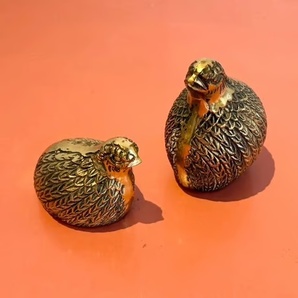 70s Birds object quail object / 1970年代 ヴィンテージ バード オブジェクト ウズラの親子 置物 真鍮