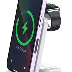 ワイヤレス充電器 3in 1 折り畳み式 15W急速充電 デジタル時計付き 置き時計 目覚まし Qi急速充電