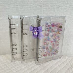 シール帳 透明 A6 6穴 クリアバインダー リフィル付 ファイル 手帳 10枚 ストラップホール 推し活 ダブルボタン コレクション 新品 未使用