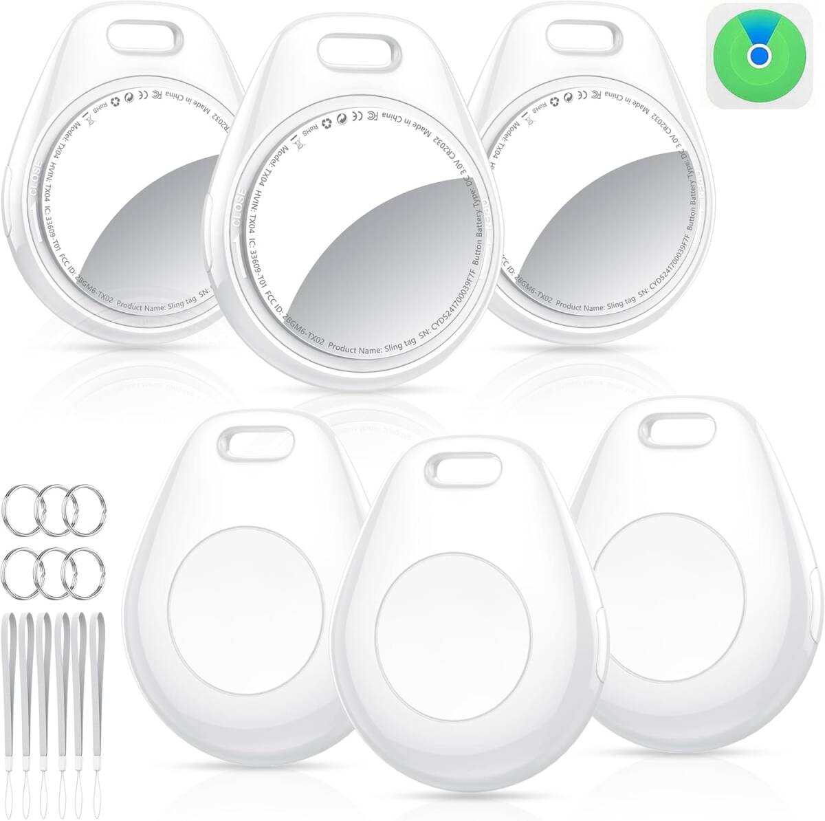 紛失防止タグ Air Tracker Tags (6個セット)【2025最新 MFI認証品Apple Find My対応 タグ 安定保証＆全球IOS測位＆バッテリー内蔵】 a80