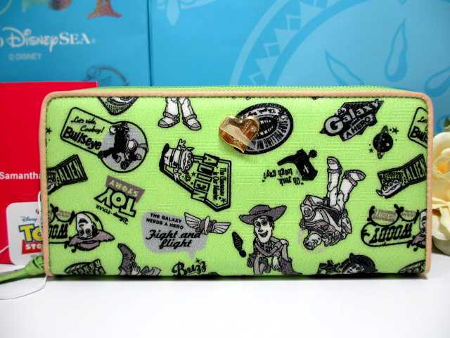 送無 60%引 サマンサベガ 限定 トイストーリー ファスナー 長財布 緑 未使