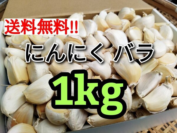 【送料無料】お買い得☆ 令和7年産 無農薬栽培 にんにく 1㎏ バラ ニンニク