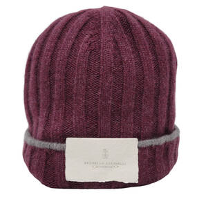 7,8万 新品 本物 ブルネロクチネリ【最高水準カシミヤ100%】リブ編み ニットキャップ 帽子 ハット ワッチビーニー BRUNELLO CUCINELLI