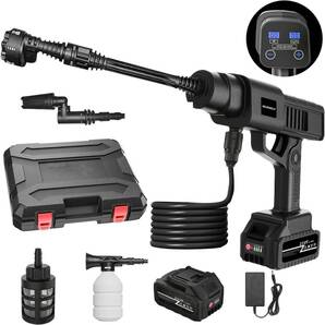 高圧洗浄機 コードレス 充電式 大容量バッテリー 強力 家庭用 ズル フォームノズルき 残量表示 洗車機 ポータブル