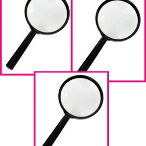 【送料無料:3個:ルーペ・虫眼鏡:7.5cm】★拡大鏡 (倍率:2倍)★レンズが広く使いやすい:辞書用 便利アイテム 読書 植物 昆虫観察