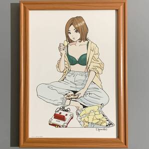 ■江口寿史■「『Begin 2-3合併号』 口絵イラスト 2022」/B5額装品/スーパーファミコン/ブラジャー/スウェット/ポテトチップス G496s