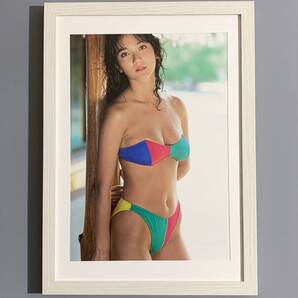 ■向井亜紀■「セクシーグラビア」/A4額装品/ビキニ/巨乳/谷間/日焼け/美人/女優/タレント/貴重写真/印刷物/インテリア G361s