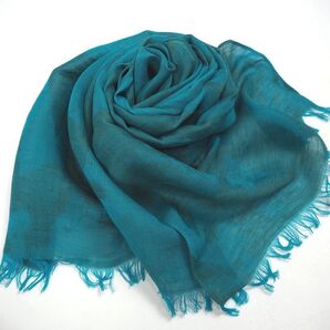 新品 定価1.3万 カルバンクライン イタリア製 リネン混 ジャガード ストール CALVIN KLEIN オンワード樫山 ターコイズ