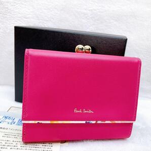 未使用 ポールスミス ペタルプリント 3つ折り財布 花柄 がま口 レザー