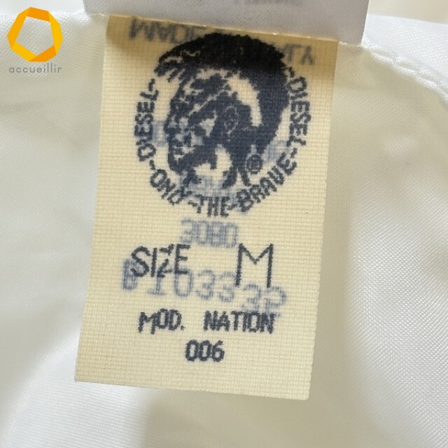 #wnc ディーゼル DIESEL ジャケット M 白 紺 ジップ ヴィンテージ 中綿 異素材 切替 ワッペン イタリア製 レディース [965818]_サムネイル画像7