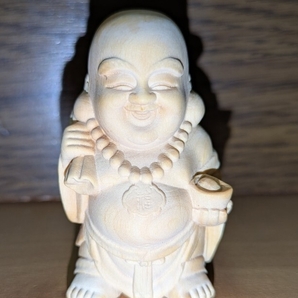 木彫り 仏像 七福神 布袋様 弥勒菩薩 柘植の木 コレクション ミニチュア仏像 風水グッズ 金運アップ お守り 笑い仏 弥勒仏 開運 祈願グッズ