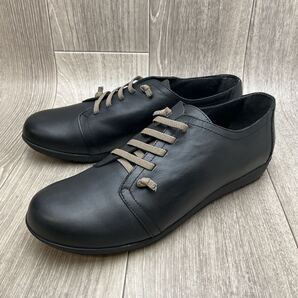 【アウトレット】スペイン製レディースレザーカジュアル◆ブラック◆サイズ41(25.5cm) 婦人革靴 本革 SPAIN 黒