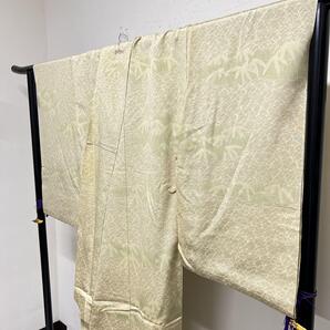 仮絵羽 小紋 正絹 笹の葉 着物 052t