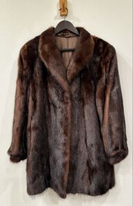 Норковая шуба, настоящая шуба, шалевый воротник, без бирок, блестящий коричневый мех
